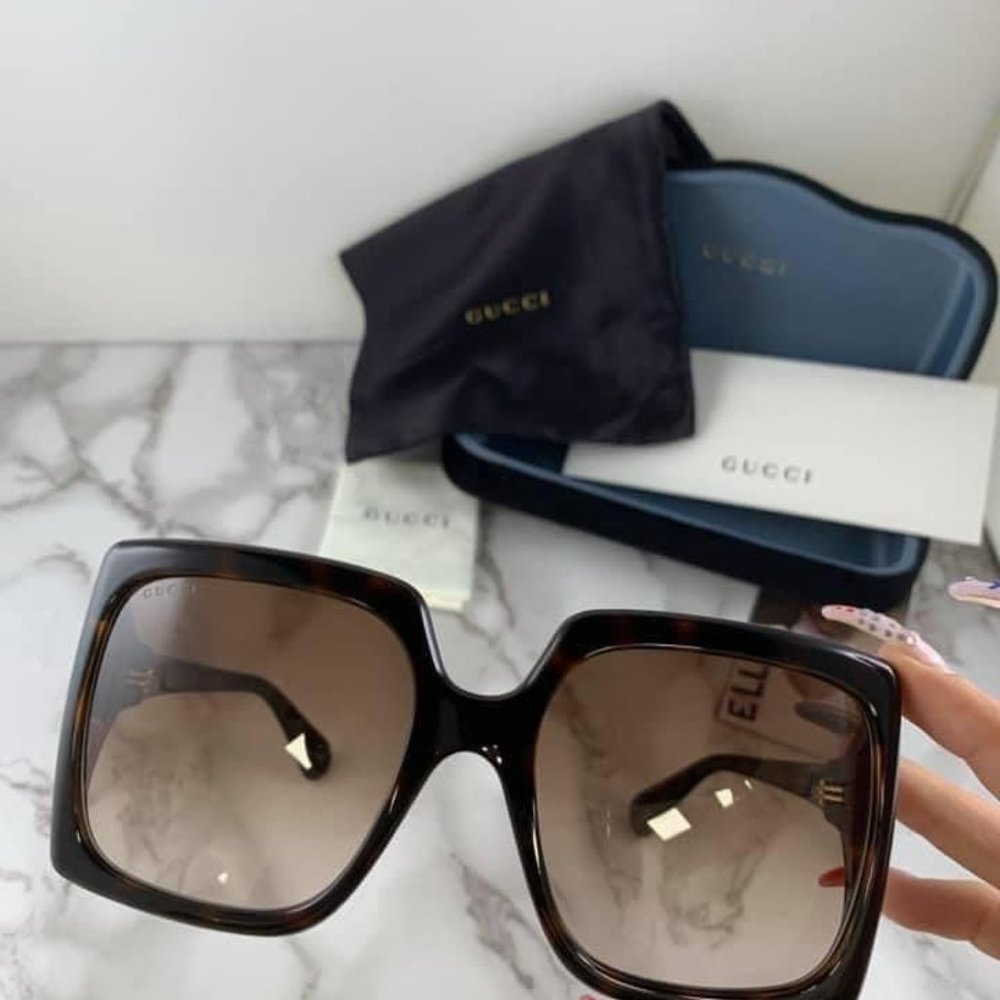 NEW Gucci GG0876S 002 Dark Havana Square Oversized Sunglasses - Picture 7 of 10